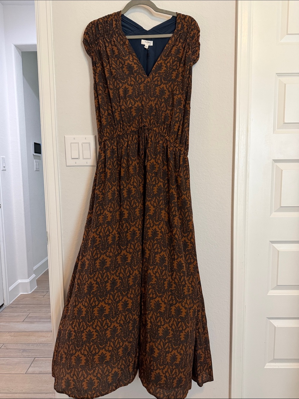 Billy Reid Brown and Black Patterned Midi Dress